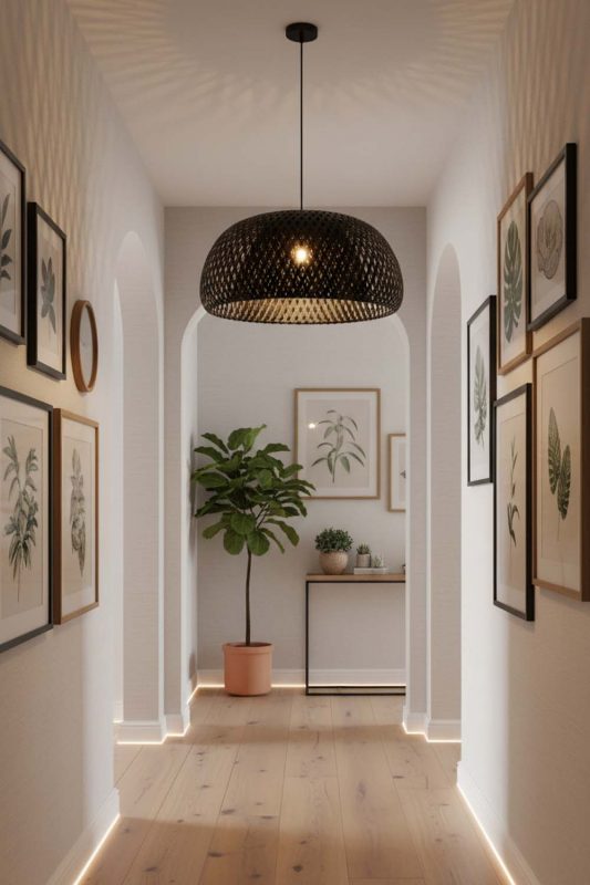 Hallway Black Bamboo Basket Light Shade - Clean & Modern