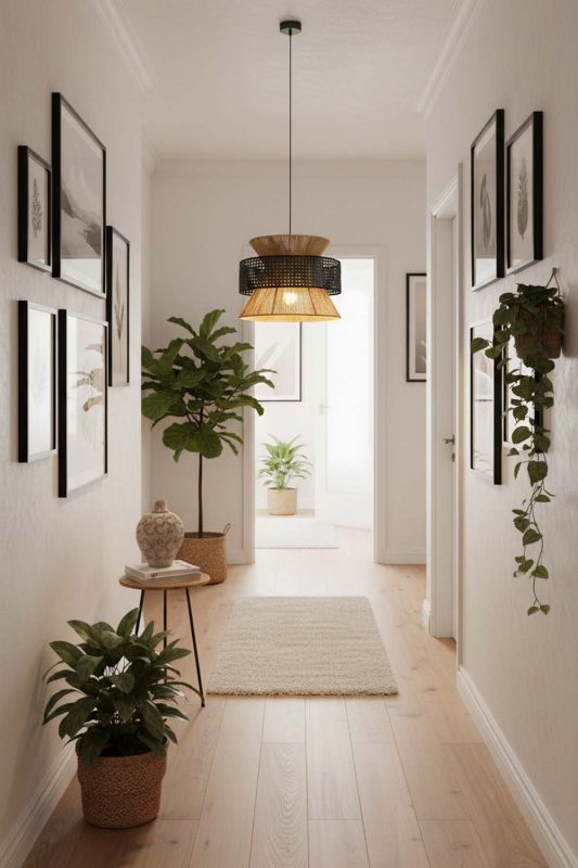 Hallway Black Bamboo Silk Pendant Light - Soft & Guiding Light