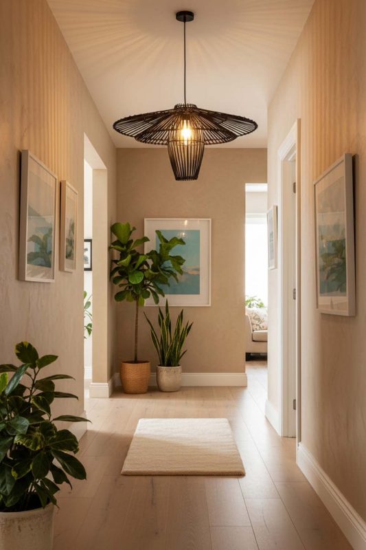 Hallway Black Bamboo Starburst Pendant Light - Clean & Modern