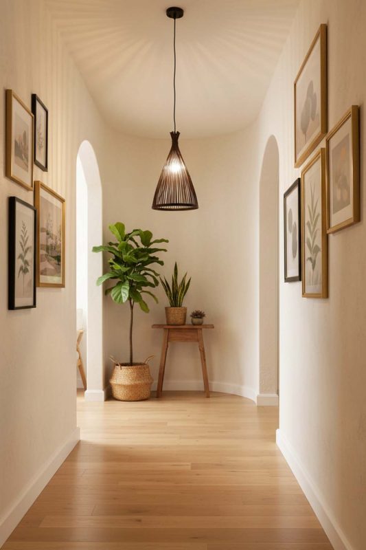 Hallway Black Bamboo Tapered Pendant Light - Bright & Seamless