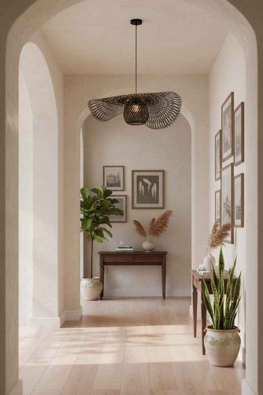 Hallway Black Lotus Bamboo Pendant Light - Bright & Seamless