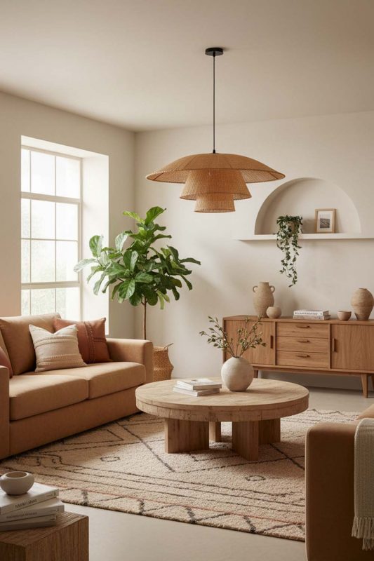 Living Room 3 Tier Rattan Chandelier - Stylish & Modern