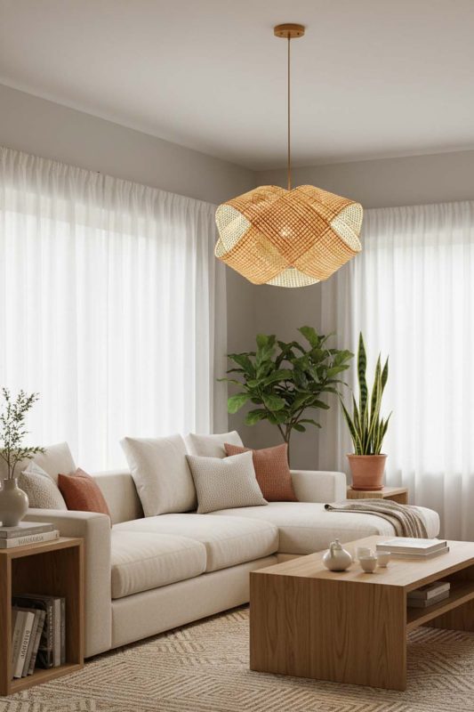 Living Room Bamboo Cloud Chandelier - Warm & Relaxing