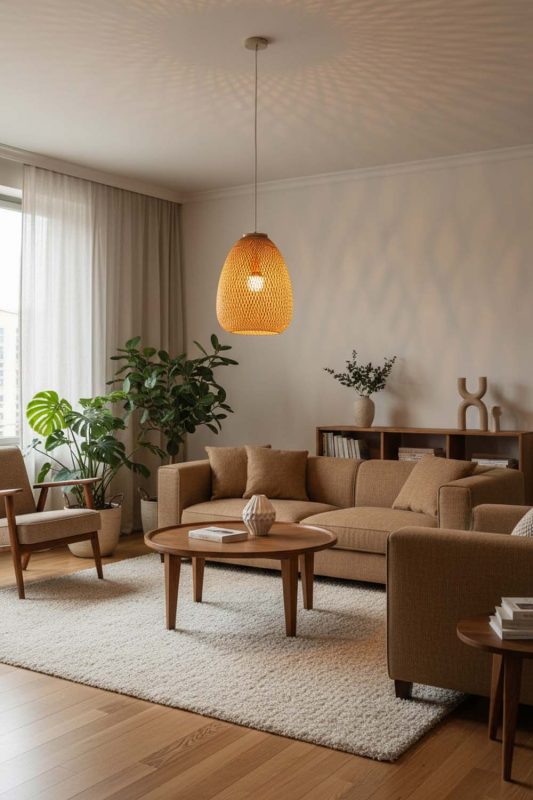 Living Room Bamboo Raindrop Pendant Light - Warm & Relaxing