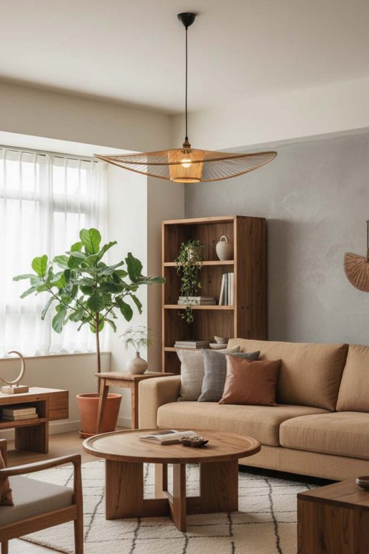 Living Room Bamboo Wave Pendant Light - Warm & Relaxing