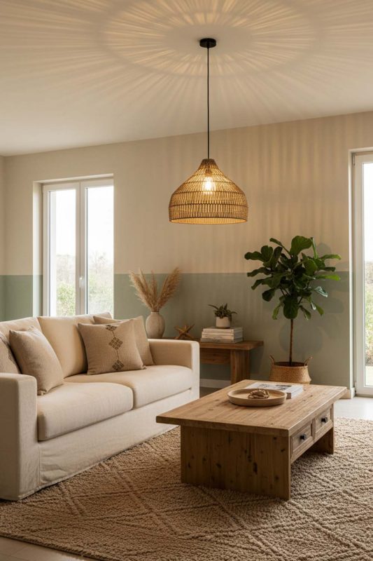 Living Room Bell Shape Hemp Rope Pendant Light - Aesthetic & Trendy