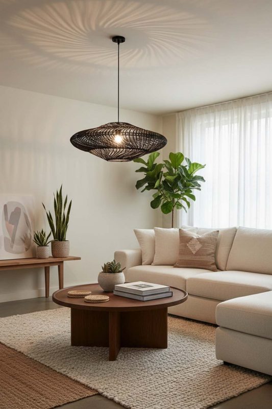 Living Room Black Ufo Shades Rattan Lamp - Stylish & Modern