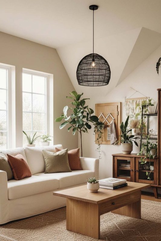 Living Room Black Wicker Basket Pendant Light - Warm & Relaxing