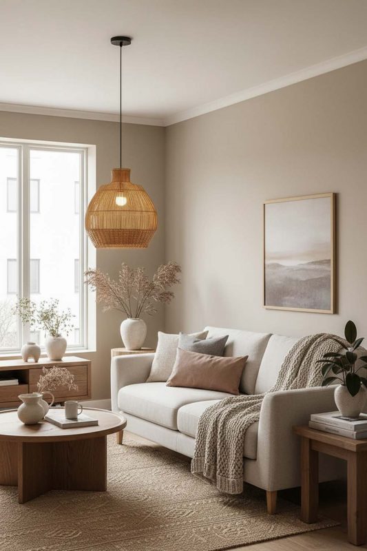 Living Room Bottom Brown Rattan Pendant - Aesthetic & Trendy