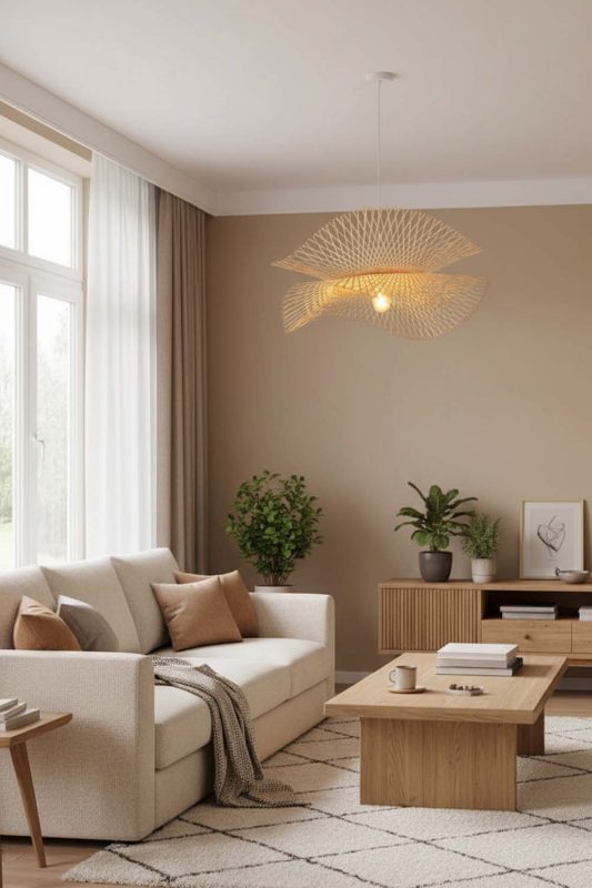 Living Room Double Bamboo Lotus Leaf Pendant Light - Aesthetic & Trendy