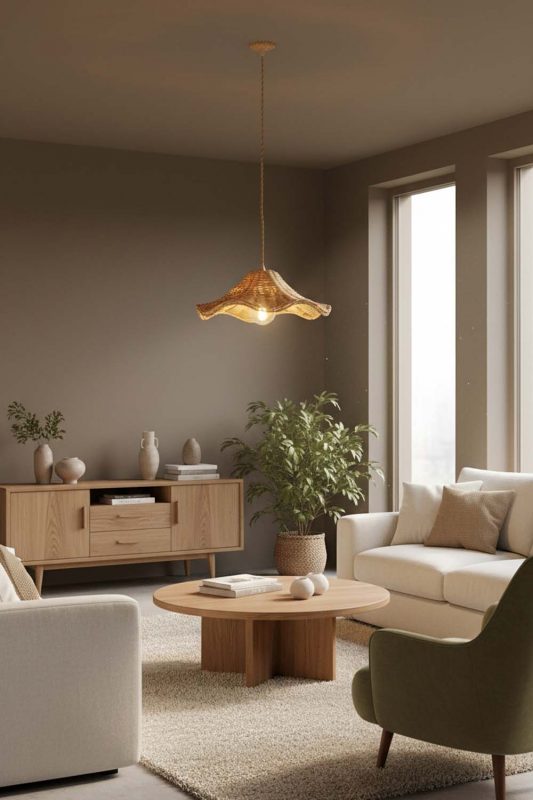Living Room Floral Rattan Pendant Light - Aesthetic & Trendy