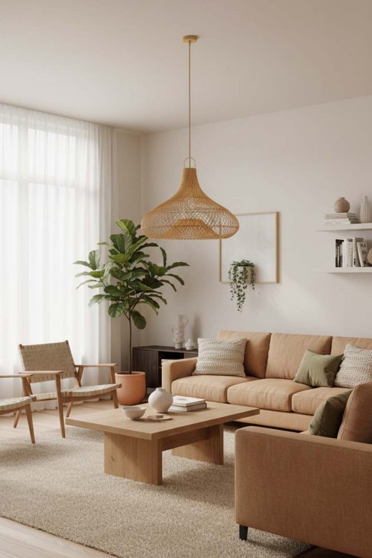 Living Room Gourd Rattan Pendant Light - Aesthetic & Trendy