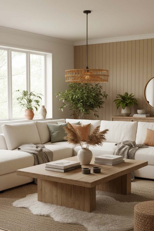 Living Room Halo Wicker Rattan Pendant - Cozy & Inviting
