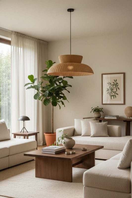 Living Room Highland Rattan Pendant Light - Stylish & Modern