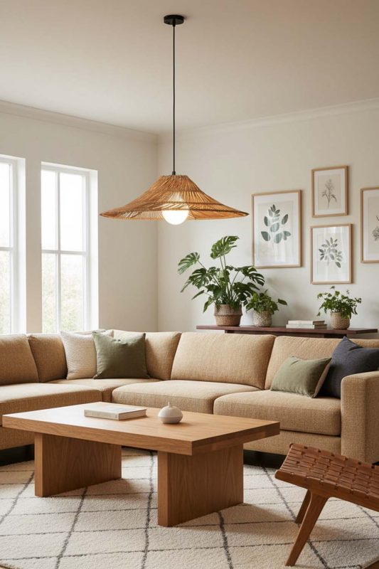 Living Room Loft Rattan Pendant Light - Cozy & Inviting