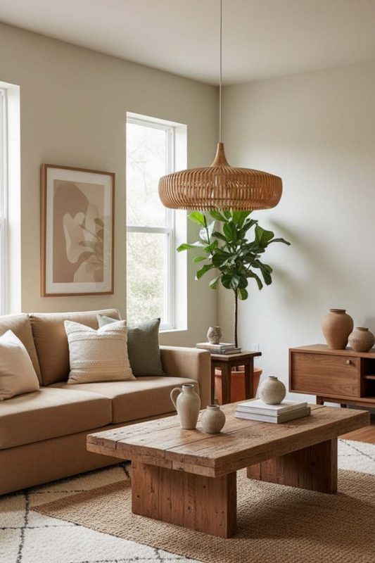 Living Room Natural Bentwood Pendant Light - Aesthetic & Trendy