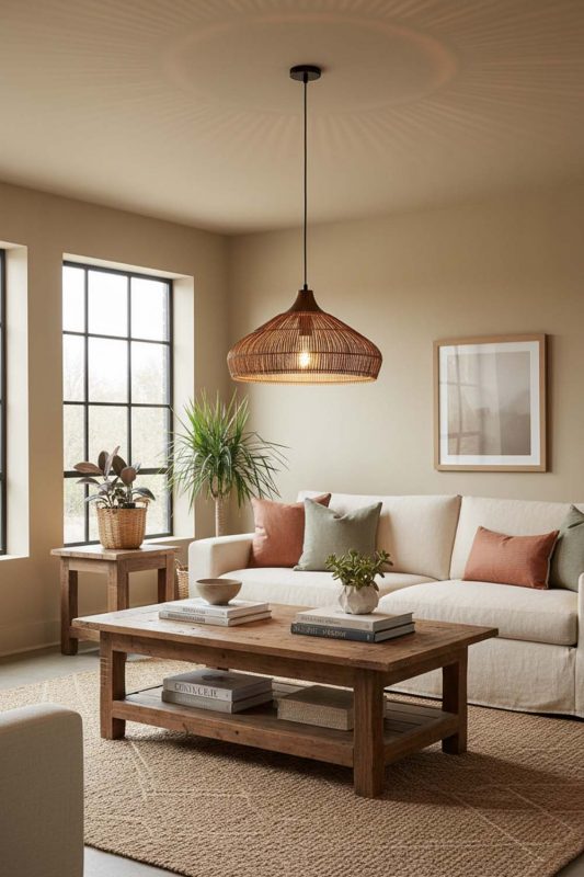 Living Room Open Rattan Pendant Light - Warm & Relaxing