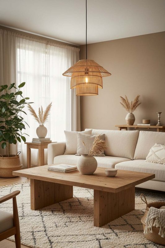 Living Room Pagoda Shape Bamboo Pendant Light - Stylish & Modern