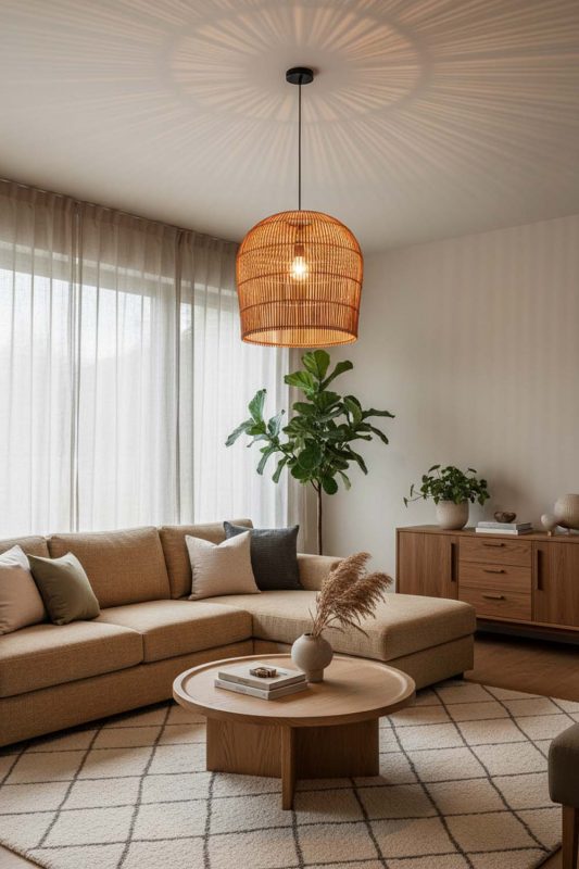 Living Room Rattan Bell Shaped Pendant Light - Aesthetic & Trendy