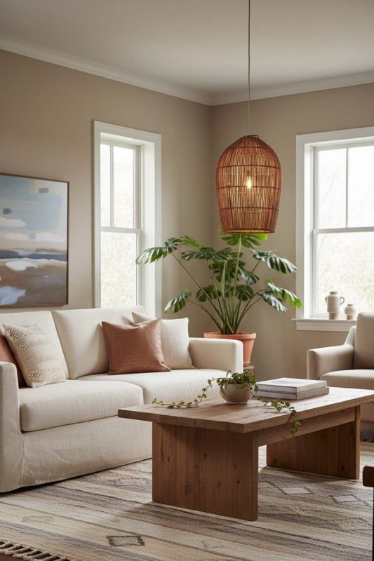 Living Room Rattan Dome Pendant Light - Elegant & Comfortable