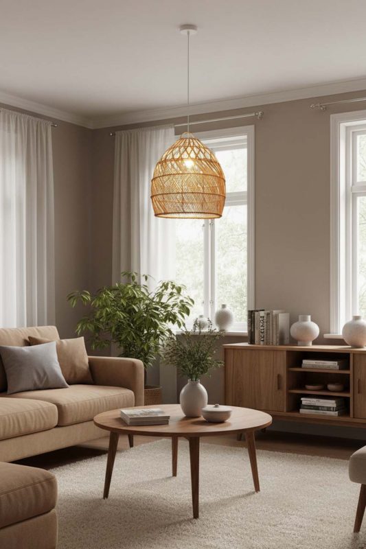 Living Room Rattan Tapered Pendant Light - Aesthetic & Trendy