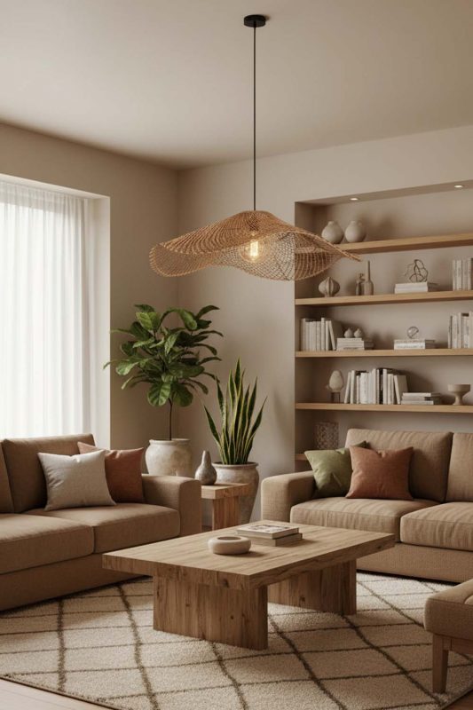 Living Room Single Lotus Leaf Pendant Light - Warm & Relaxing