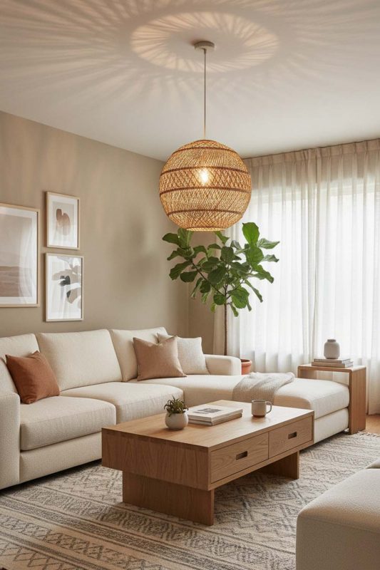 Living Room Sophisticated Rattan Global Pendant - Stylish & Modern