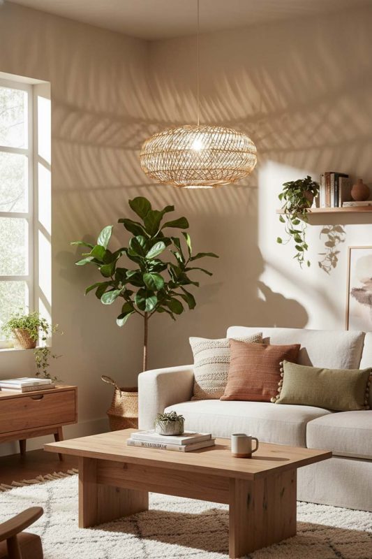 Living Room Sophisticated Rattan Round Pendant - Warm & Relaxing