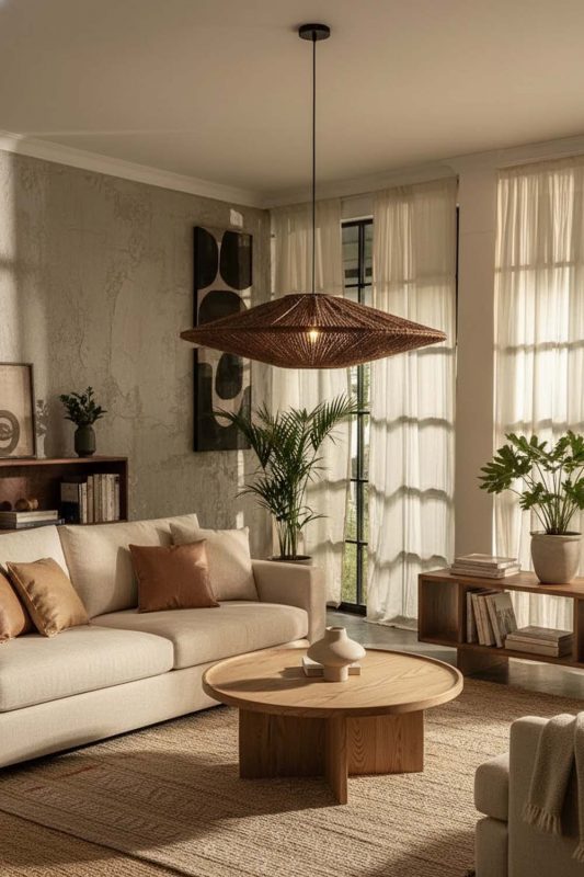 Living Room Ufo Jute Rope Pendant Light - Aesthetic & Trendy