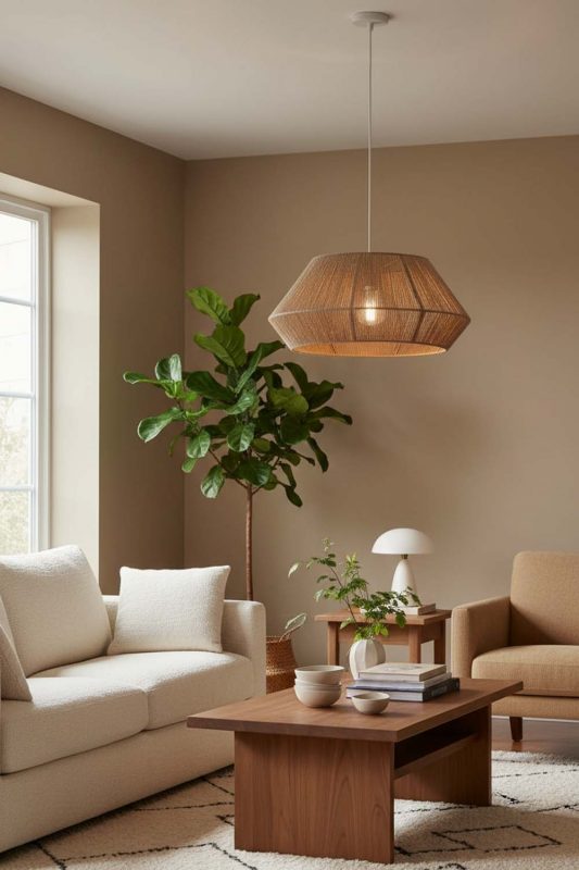 Living Room Vintage Jute Rope Pendant Light - Cozy & Inviting