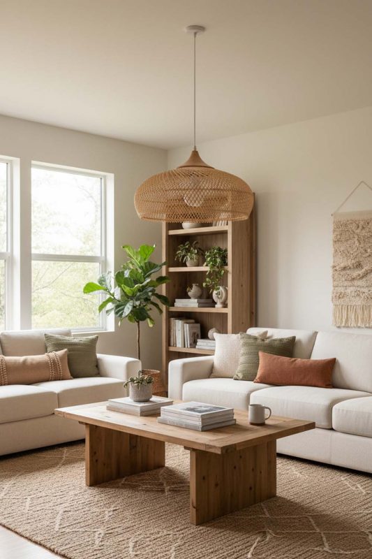 Living Room Vintage Wood Rattan Pendant Light C - Aesthetic & Trendy