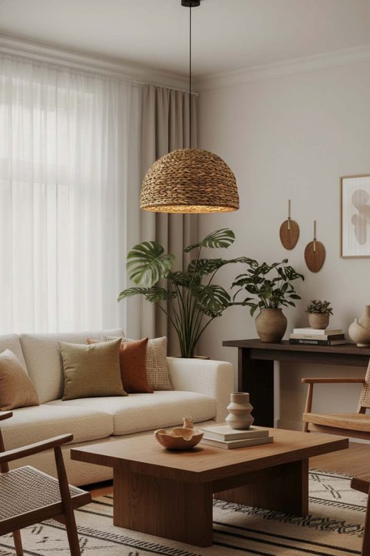 Living Room Water Hyacinth Hanging Light - Stylish & Modern