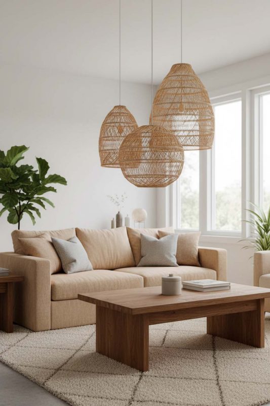 Living Room Wicker Rattan Sophisticated Pendant - Aesthetic & Trendy