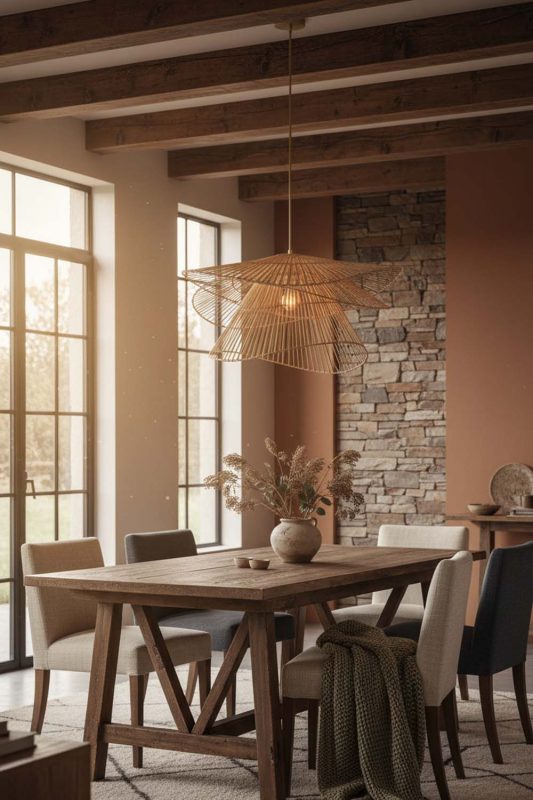 Modern Rustic Bamboo 3 Tier Pendant Light - Earthy & Inviting