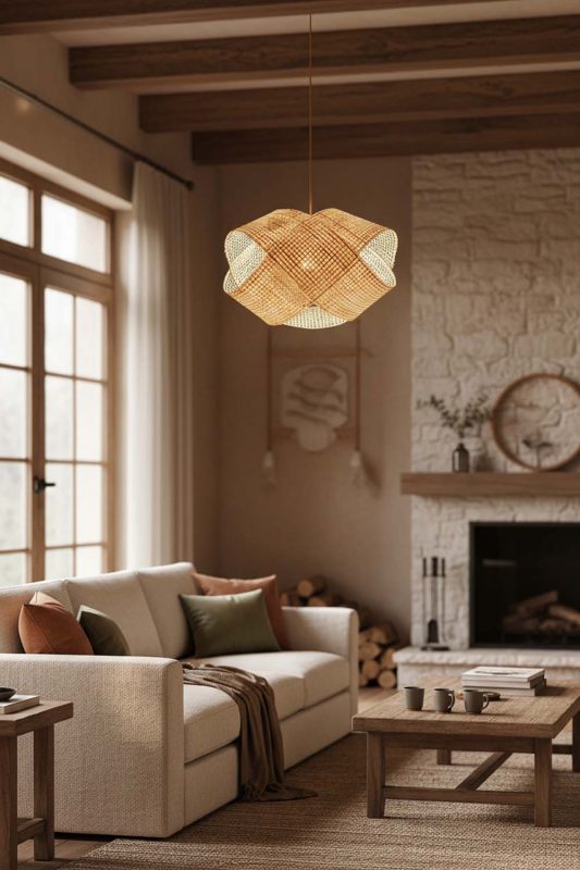 Modern Rustic Bamboo Cloud Chandelier - Natural & Cozy