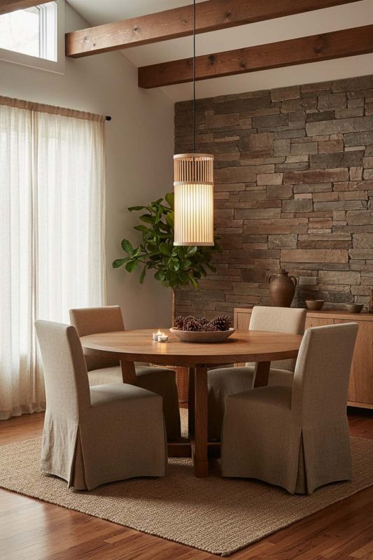 Modern Rustic Bamboo Cylinder Pendant Light - Cabin-inspired Comfort