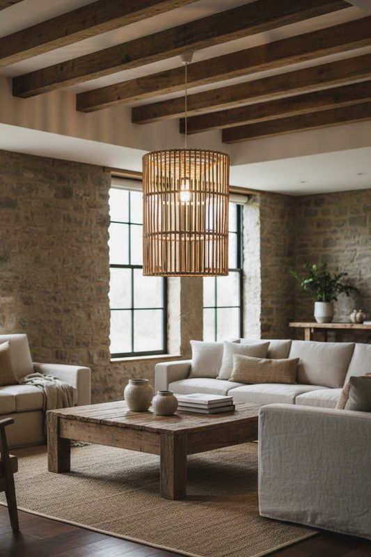 Modern Rustic Bamboo Geometric Pendant Light Cylinder - Warm & Rustic Charm