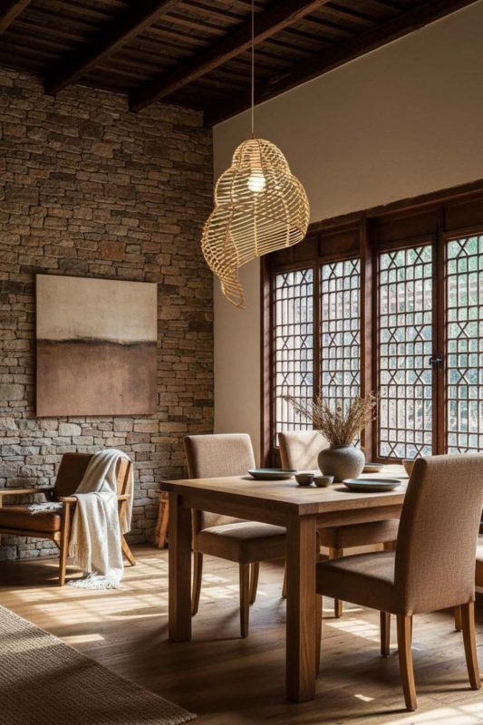 Modern Rustic Beige Rattan Spiral Pendant Light - Warm & Rustic Charm