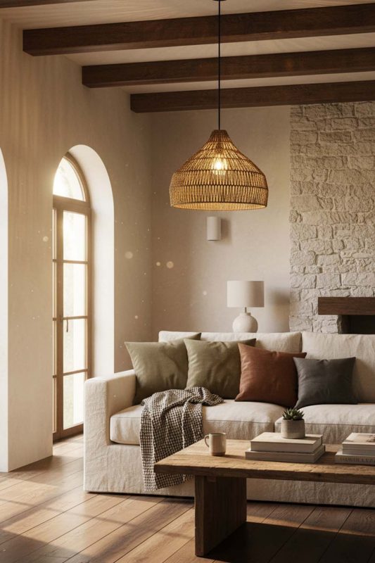 Modern Rustic Bell Shape Hemp Rope Pendant Light - Cabin-inspired Comfort