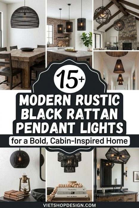 Modern Rustic Black Rattan Lights For A Bold, Cabin-inspired Home