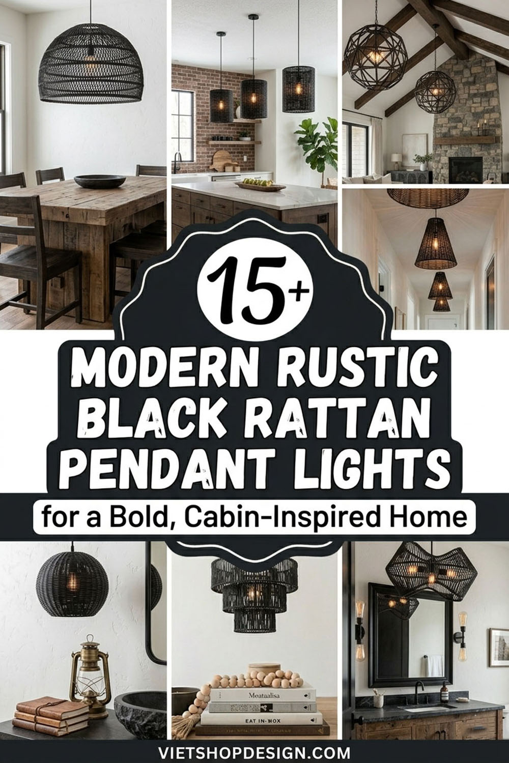 15+ Modern Rustic Black Rattan Lights for a Bold, Cabin-Inspired Home