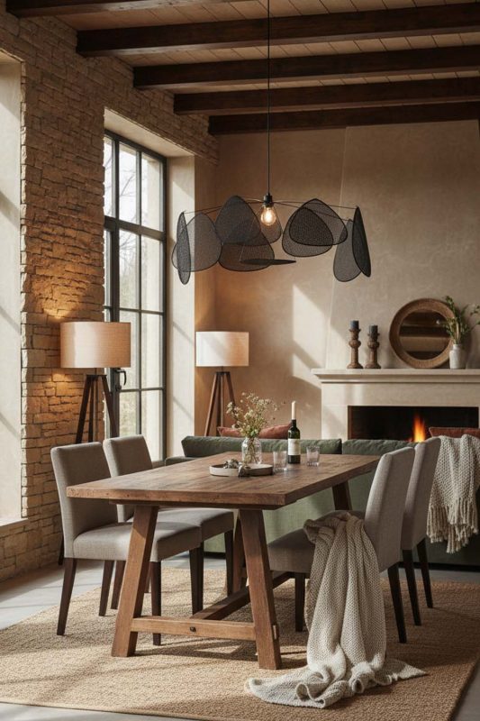 Modern Rustic Black Rattan Petal Ceiling Light - Rugged Yet Stylish