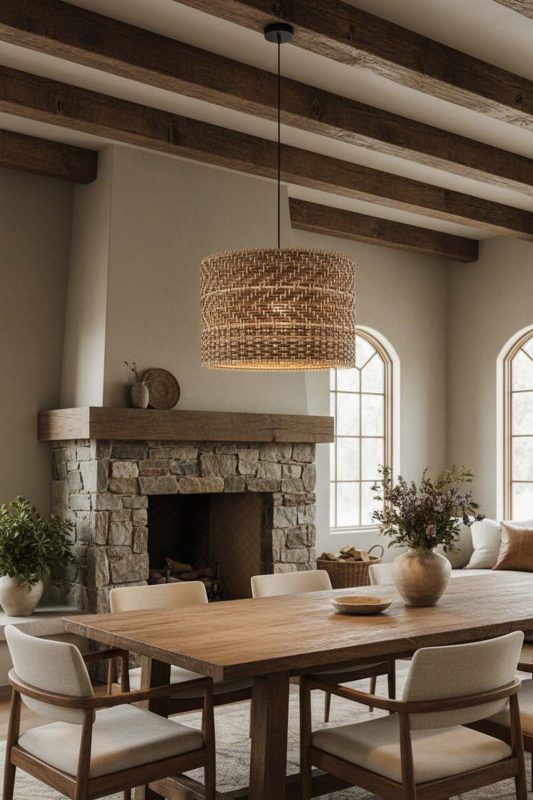 Modern Rustic Brown Rattan Drum Lamp Shade - Rugged Yet Stylish
