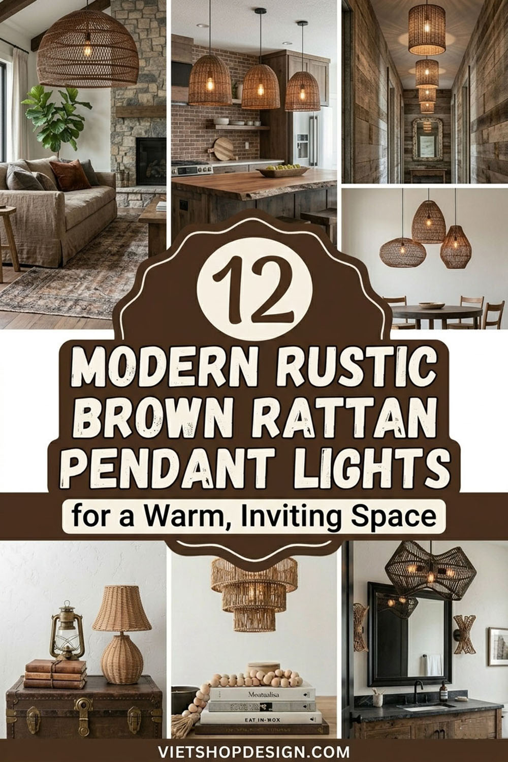 Rustic Brown 12 Modern Rustic Brown Rattan Pendant Lights for a Warm, Inviting Space