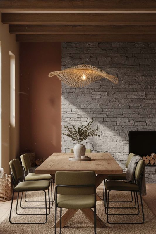 Modern Rustic Double Bamboo Lotus Leaf Pendant Light - Cabin-inspired Comfort