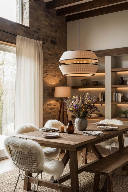 Modern Rustic Double Shade Pendant Light - Rugged Yet Stylish
