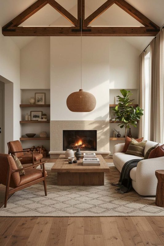 Modern Rustic Galaxy Round Pendant Light - Earthy & Inviting