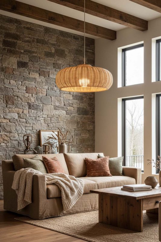 Modern Rustic Galaxy Wide Shape Pendant Light - Cabin-inspired Comfort
