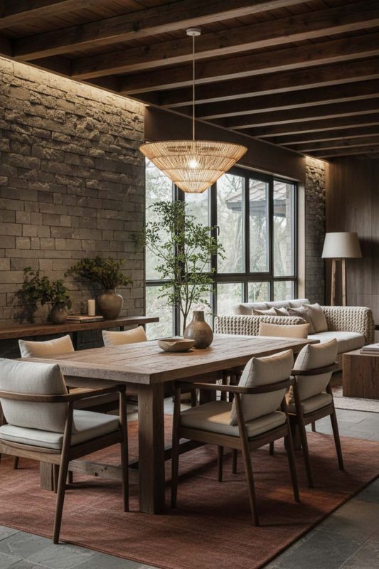 Modern Rustic Inverted Pyramid Rattan Pendant Light - Warm & Rustic Charm