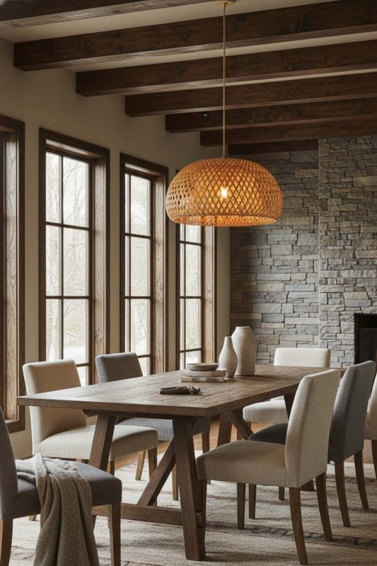 Modern Rustic Natural Bamboo Basket Light Shade - Rugged Yet Stylish